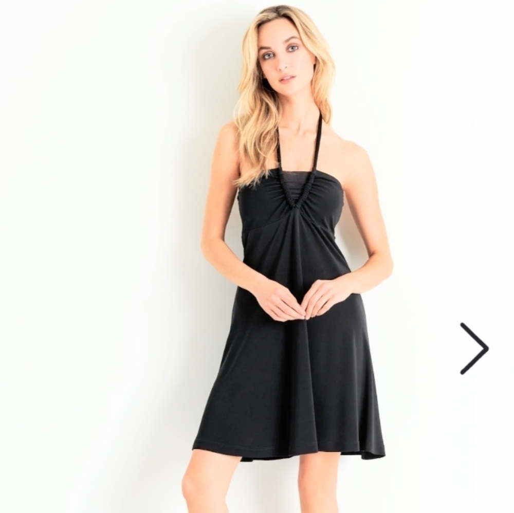 SHAN Lili Bandeau mini dress dark grey beach dress size 12 @F1